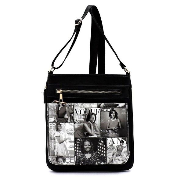 Unbranded Handbags - Collage Magazine Cover Lightweight Medium Crossbody Bag Michelle Obama Purse